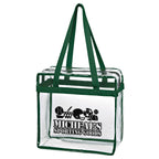 Tote Bag in Clear EVA with Zip - Clear With Forest Green - Silk Screen