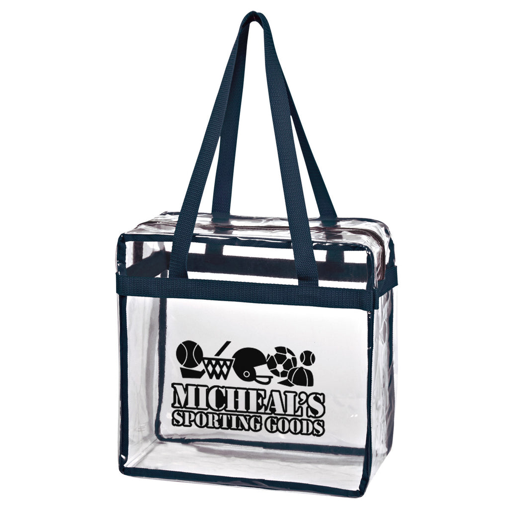Tote Bag in Clear EVA with Zip - Navy - Silk Screen