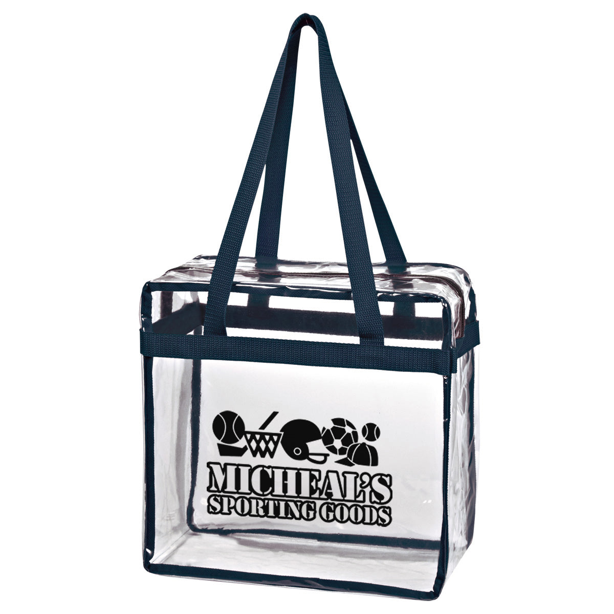 Tote Bag in Clear EVA with Zip - Navy - Silk Screen