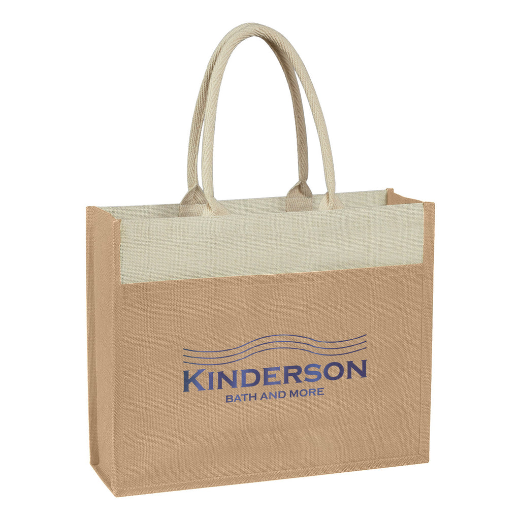 Tote Bag in Jute with Front Pocket - Colorbrite