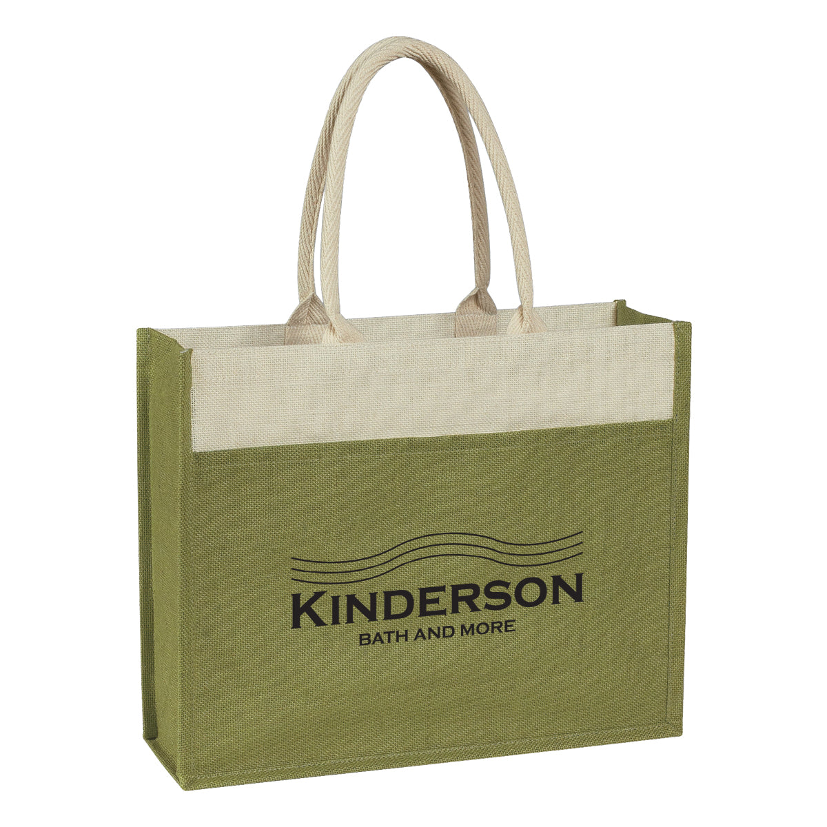 Tote Bag in Jute with Front Pocket - Light Green - Silk Screen