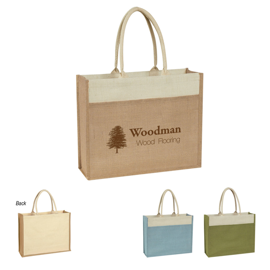 Tote Bag in Jute with Front Pocket