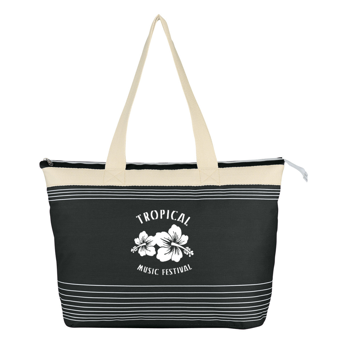 Tote Bag, Marina Embroidery - Black - Silk Screen
