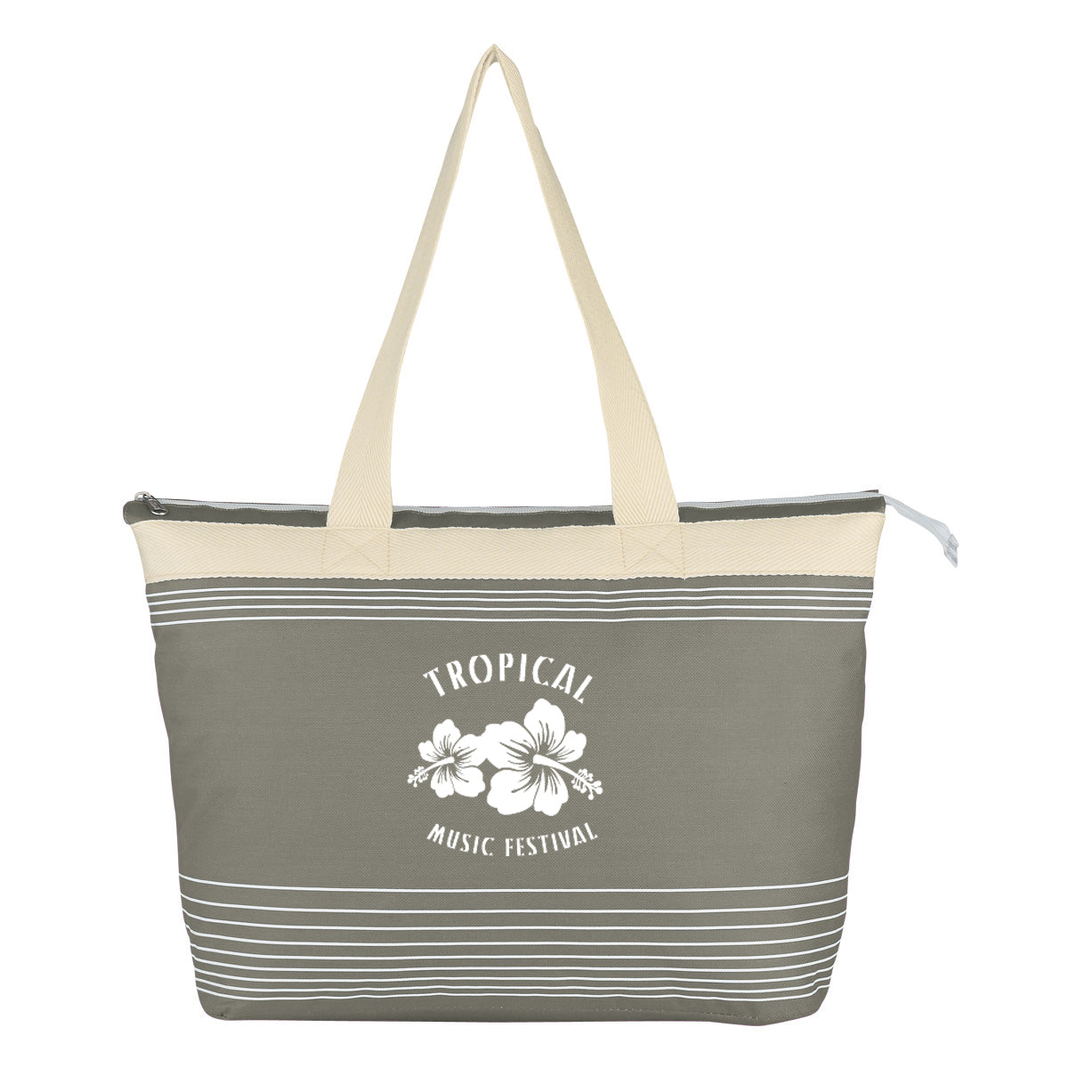 Tote Bag, Marina Embroidery - Gray - Silk Screen