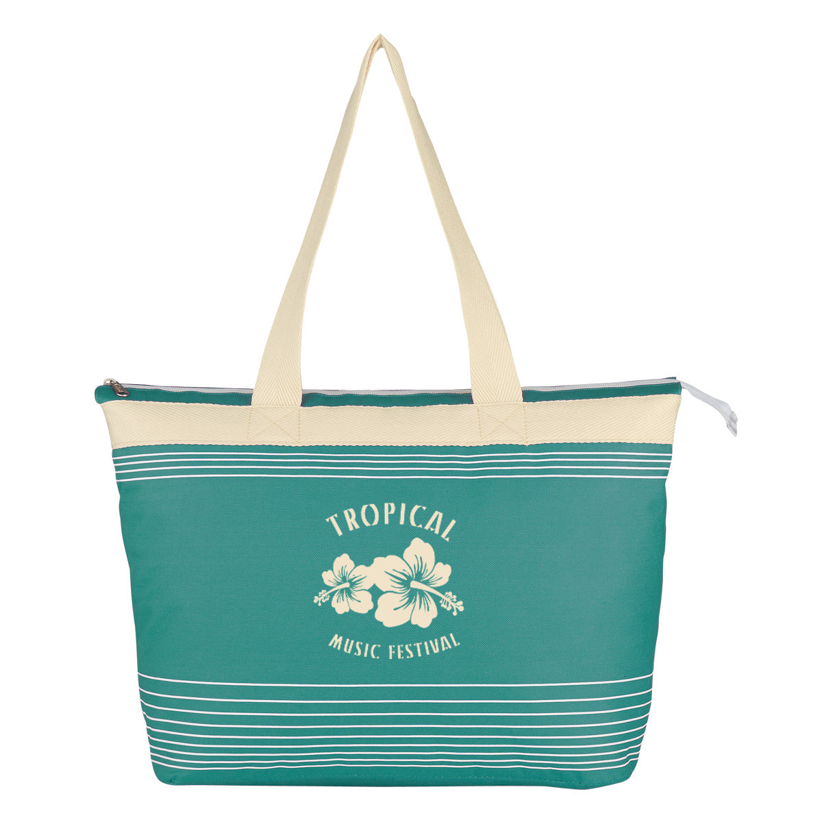 Tote Bag, Marina Embroidery - Teal - Silk Screen