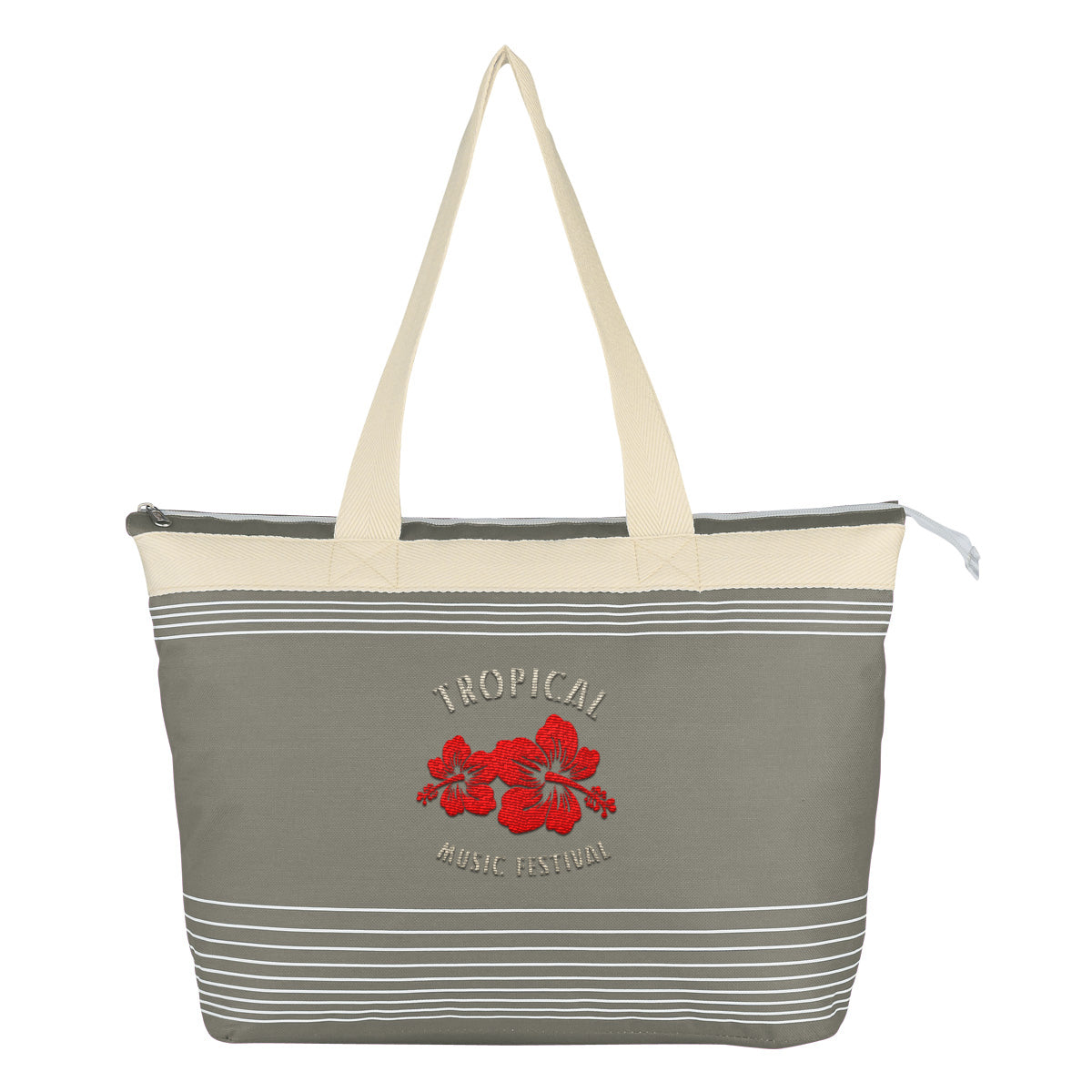 Tote Bag, Marina - Gray - Embroidery