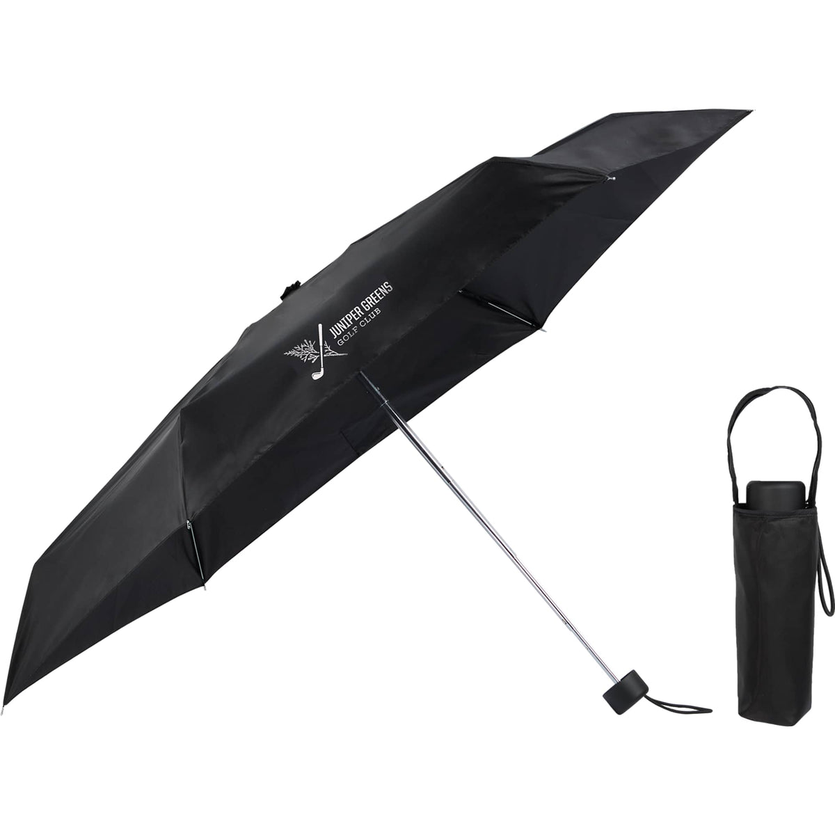 Totes Mini Travel Umbrella in Recycled Polyester, 38 Inch - Black - Default