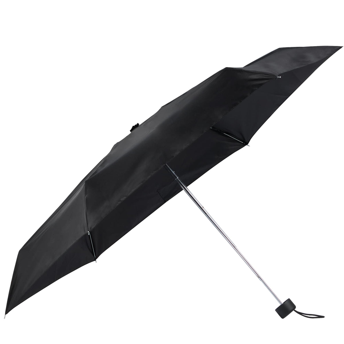 Totes Mini Travel Umbrella in Recycled Polyester, 38 Inch Transfer - Black - Right Angle