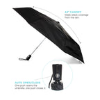 Totes Three-Section Auto Open and Close Umbrella, 43 Inch Transfer - Black - Photo 2