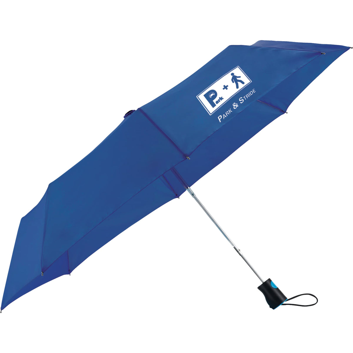 Totes Three-Section Auto Open Umbrella, 42 Inch Transfer - Blue - Front