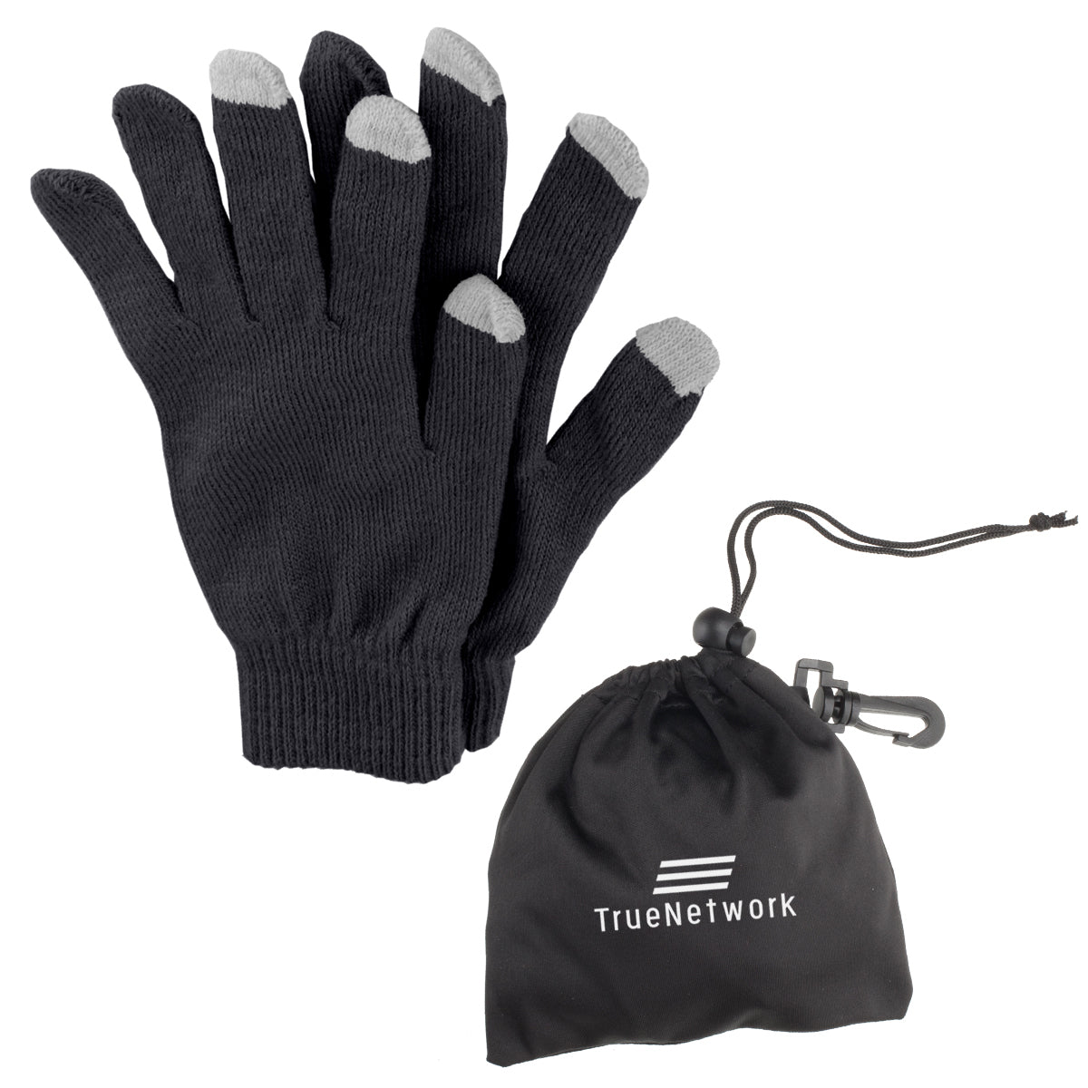 Touch Screen Gloves in a Pouch - Gray - Silk Screen