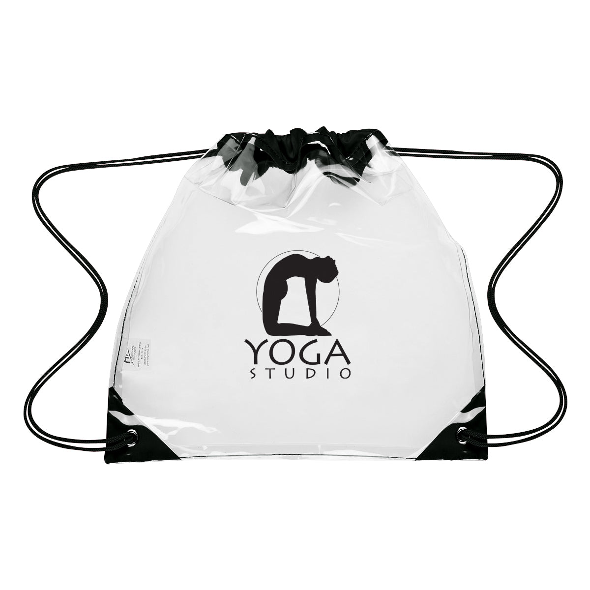 Touchdown Drawstring Backpack in Clear EVA - Clear with Black - Silk Screen