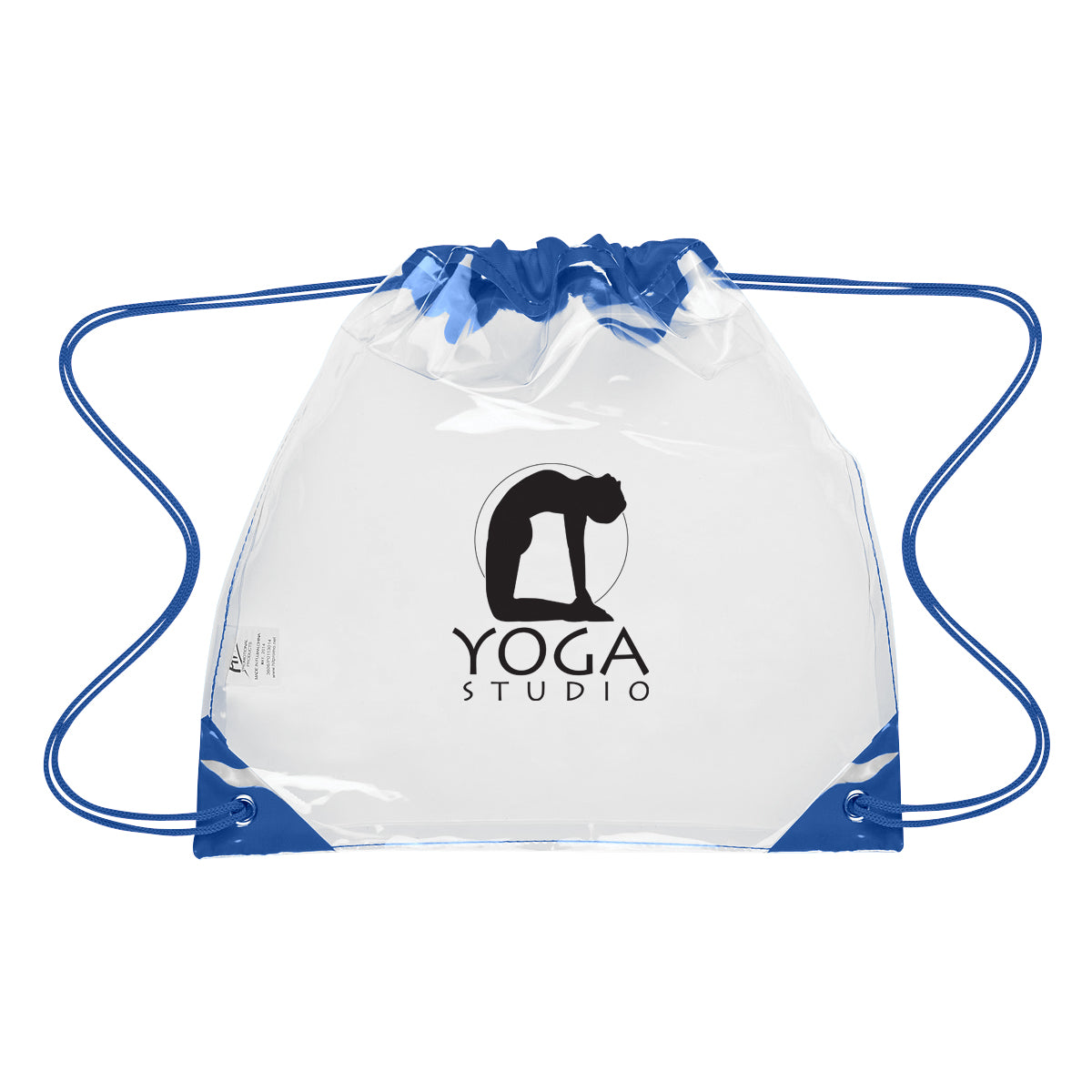 Touchdown Drawstring Backpack in Clear EVA - Clear With Royal - Silk Screen