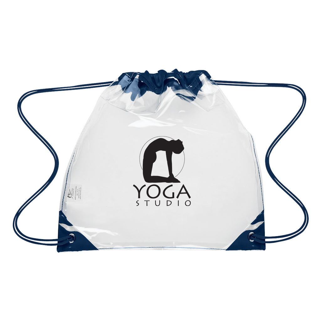 Touchdown Drawstring Backpack in Clear EVA - Silk Screen