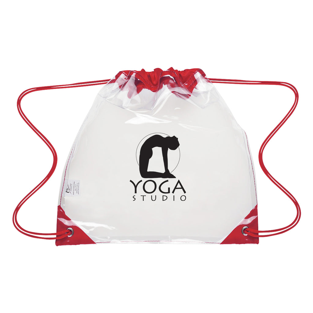 Touchdown Drawstring Backpack in Clear EVA - Silk Screen