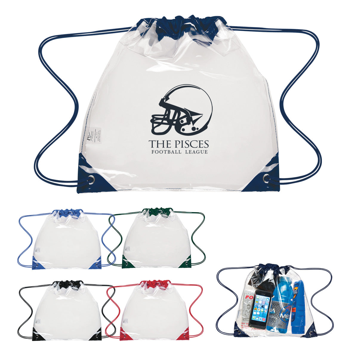Touchdown Drawstring Backpack in Clear EVA