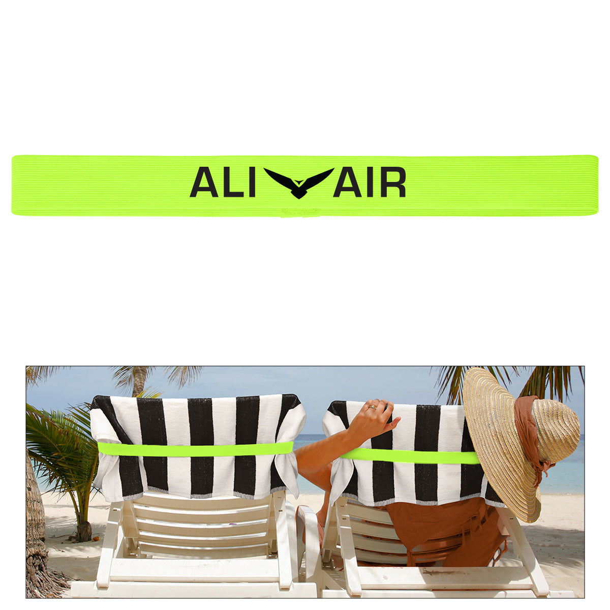 Towel Holder Band for Chairs - Lime Green - Silk Screen