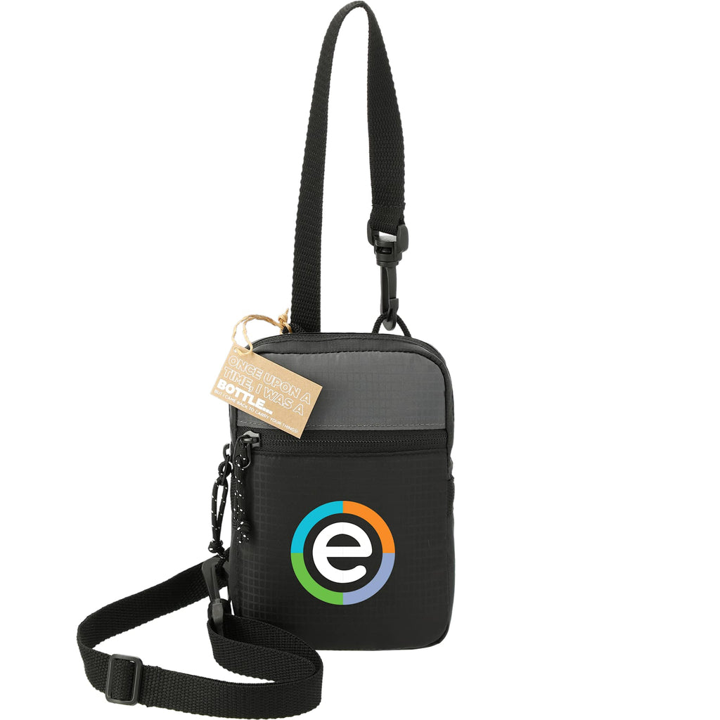 Trailhead Crossbody Phone Pouch in Recycled Nylon - Black/Gray - Front