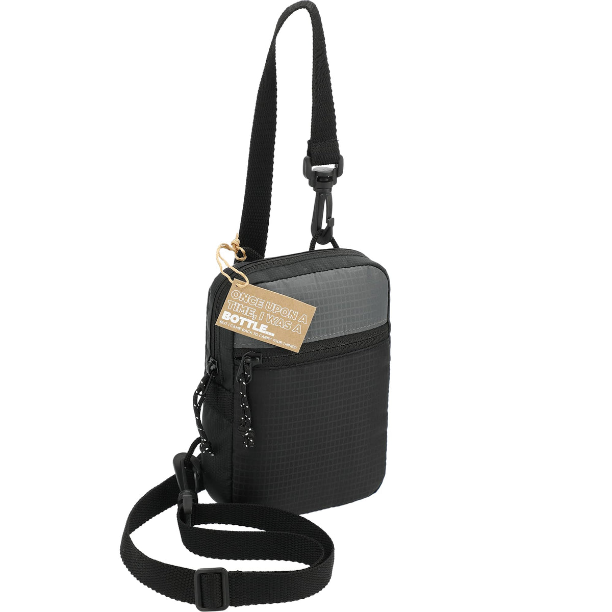 Trailhead Crossbody Phone Pouch in Recycled Nylon - Black/Gray - Right Angle 3