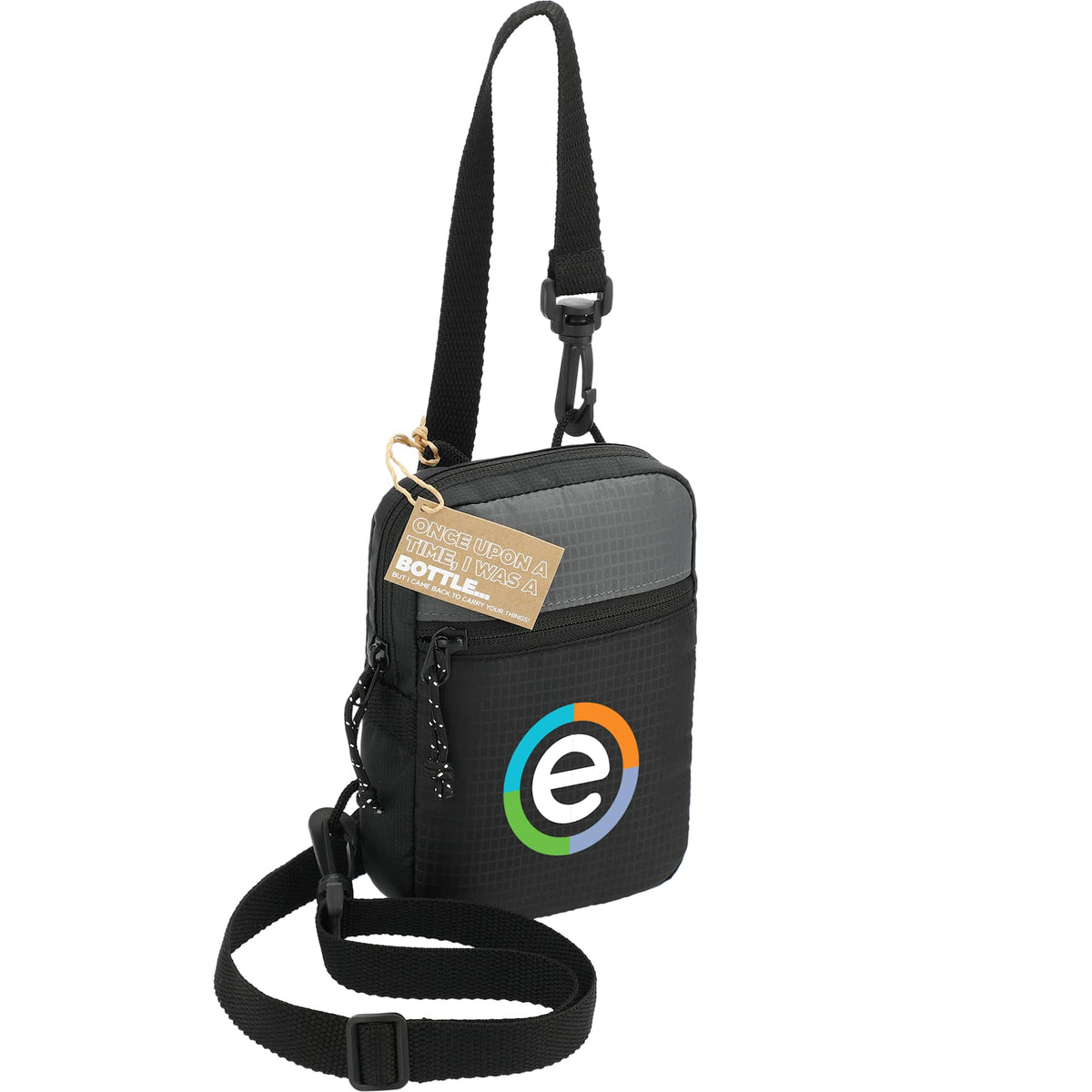 Trailhead Crossbody Phone Pouch in Recycled Nylon Transfer - Black/Gray - Right Angle