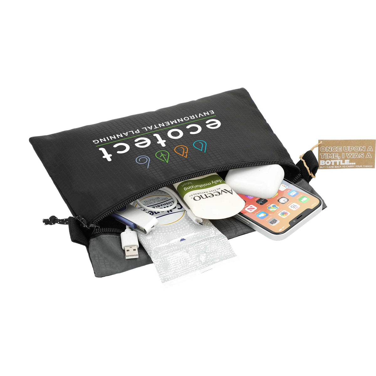 Trailhead Recycled Ripstop Zip Pouch - Black/Gray - Left Angle
