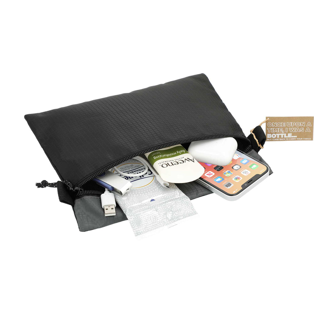 Trailhead Recycled Ripstop Zip Pouch Transfer - Black/Gray - Left Angle 3