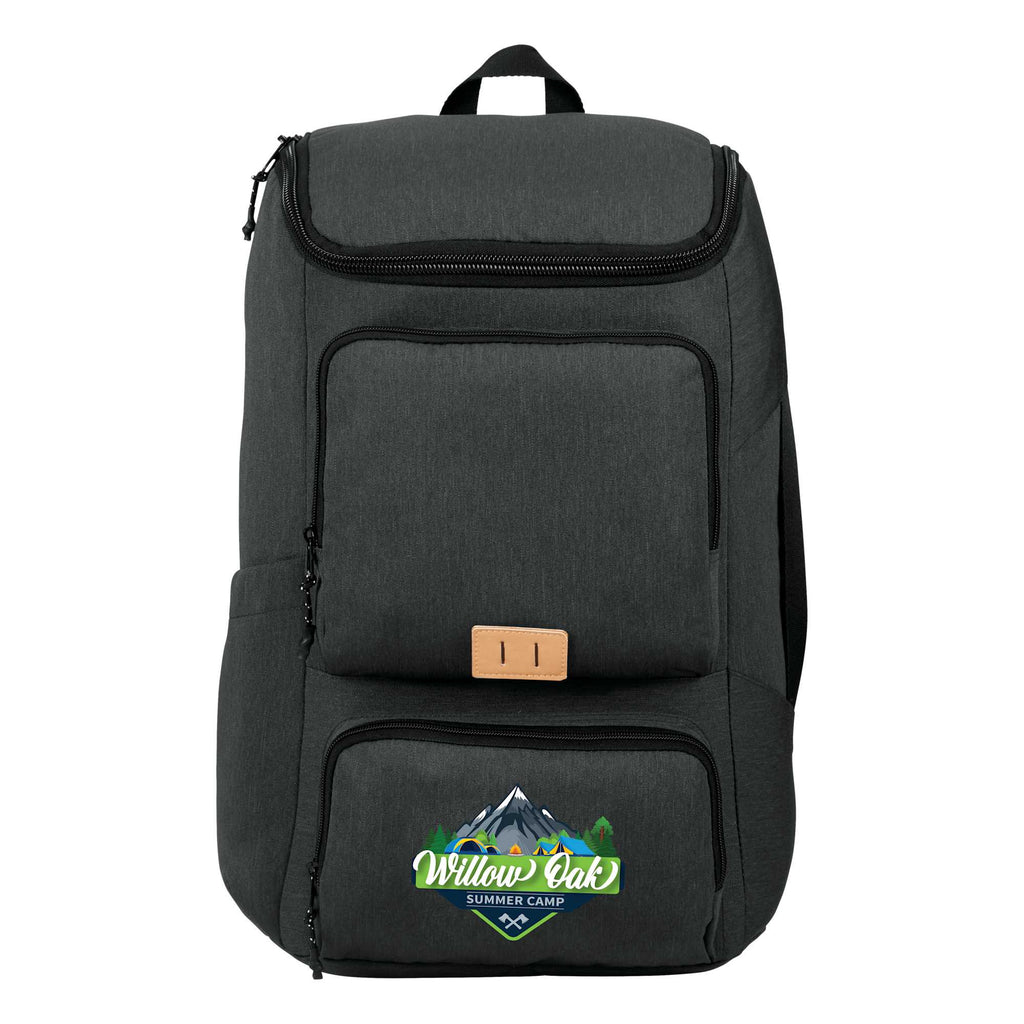 Trails Structured Laptop Backpack, 15 Inch Embroidery - Charcoal - Front