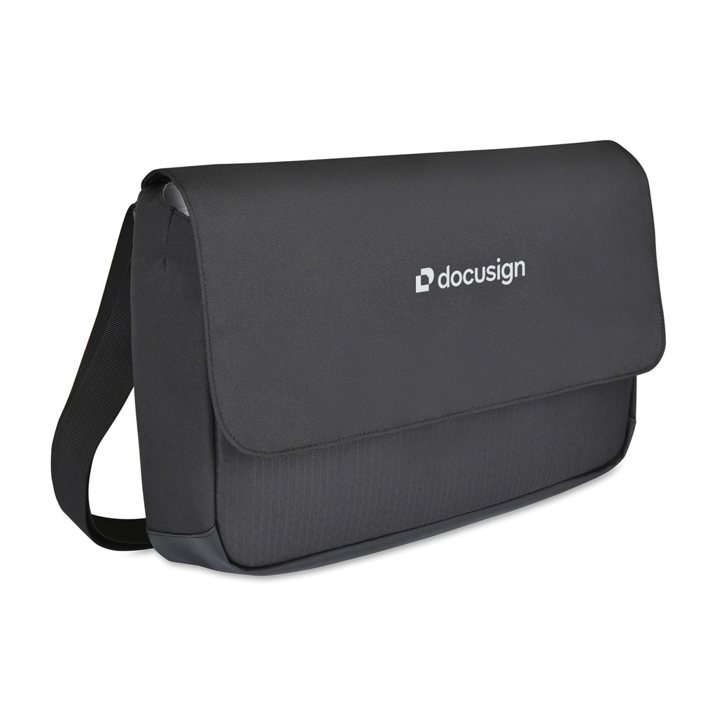 Transit Recycled Laptop Messenger Bag, 16 Inch Embroidery - Black - View 2