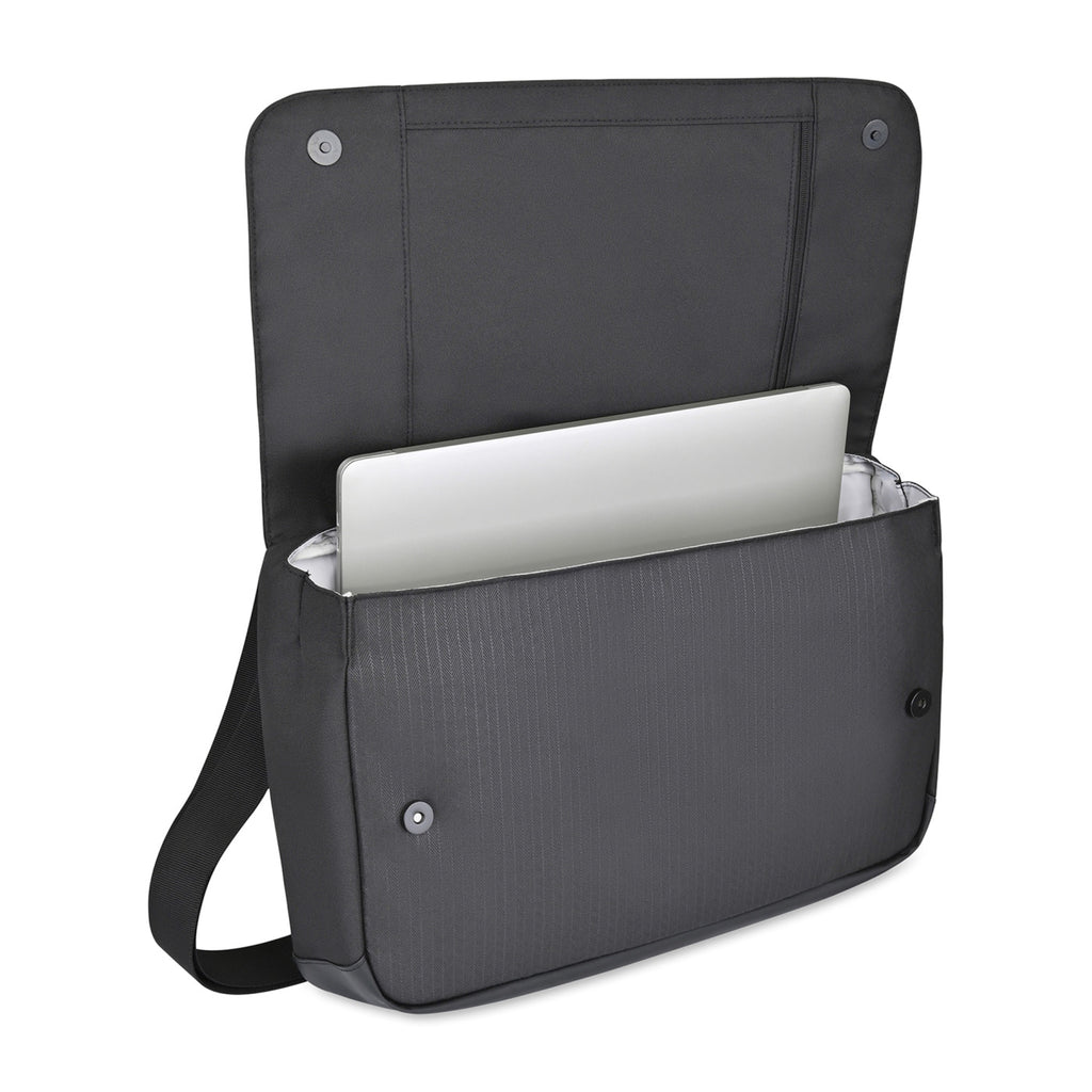 Transit Recycled Laptop Messenger Bag, 16 Inch Embroidery - Black - View 3