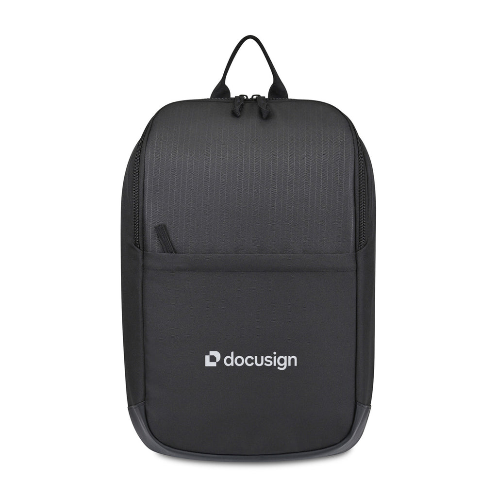 Transit Recycled Slim Laptop Backpack with Slanted Base Embroidery - Black - View 1