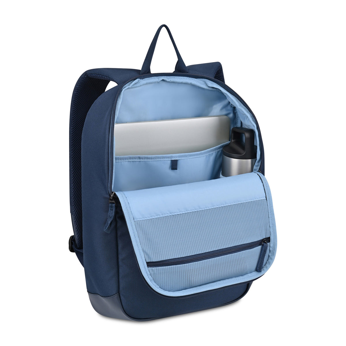 Transit Recycled Slim Laptop Backpack with Slanted Base Transfer - Navy - View 3
