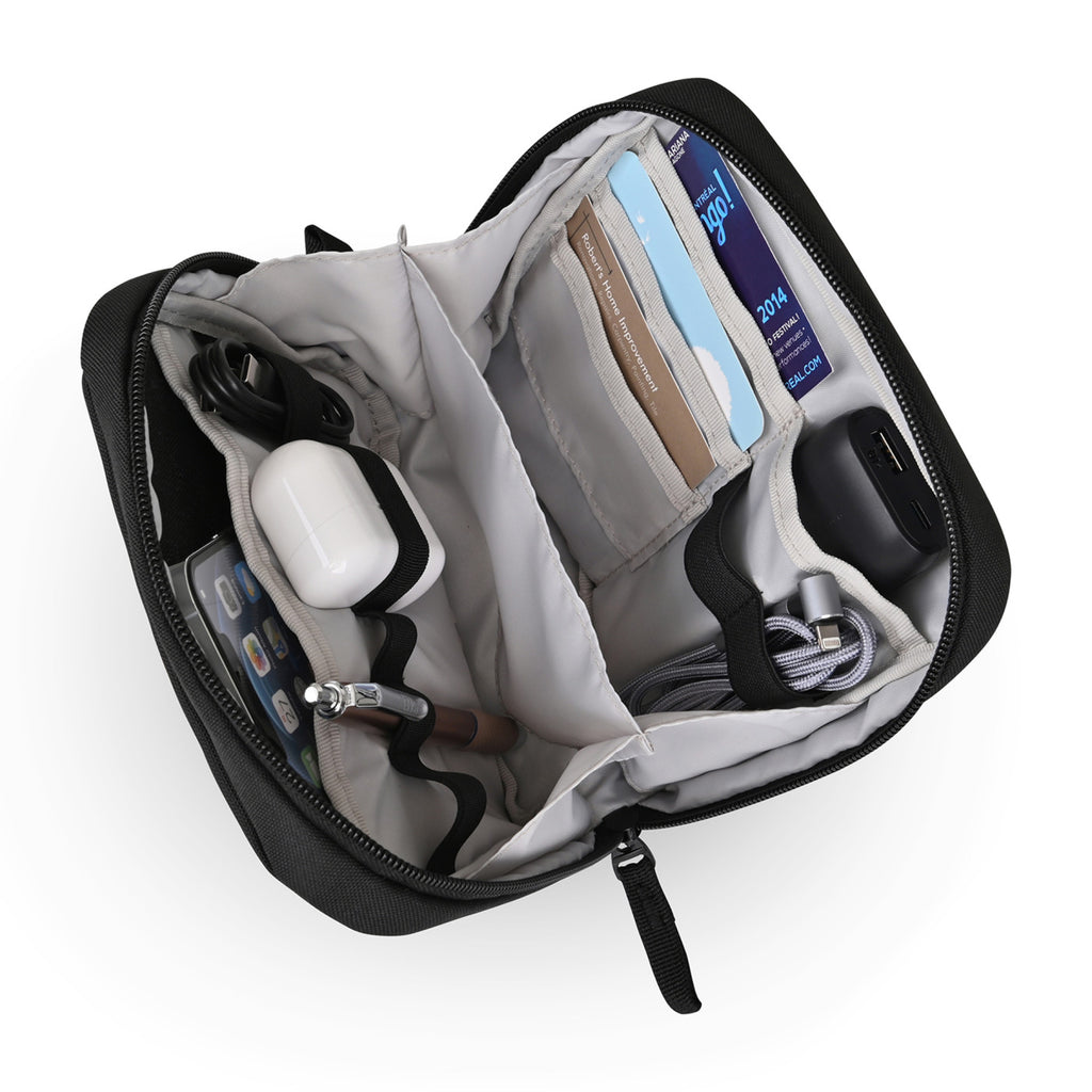 Transit Tech Organizer in Recycled PET Embroidery - Black - View 2