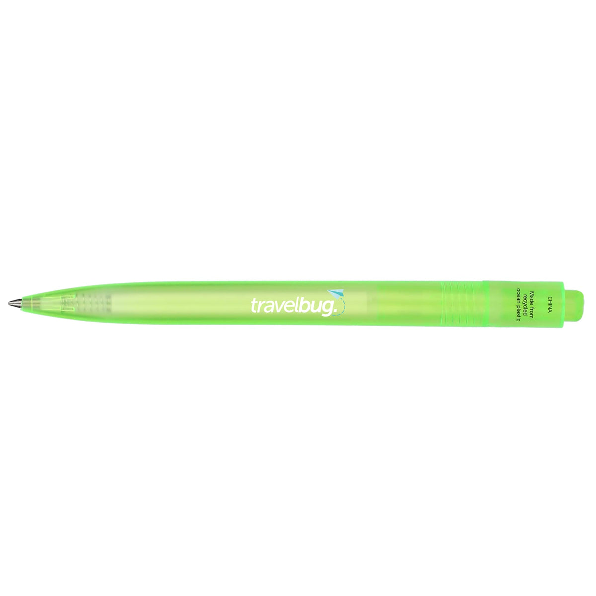 Translucent Gel Pen in Ocean Bound Plastic Full Color - Green - Back