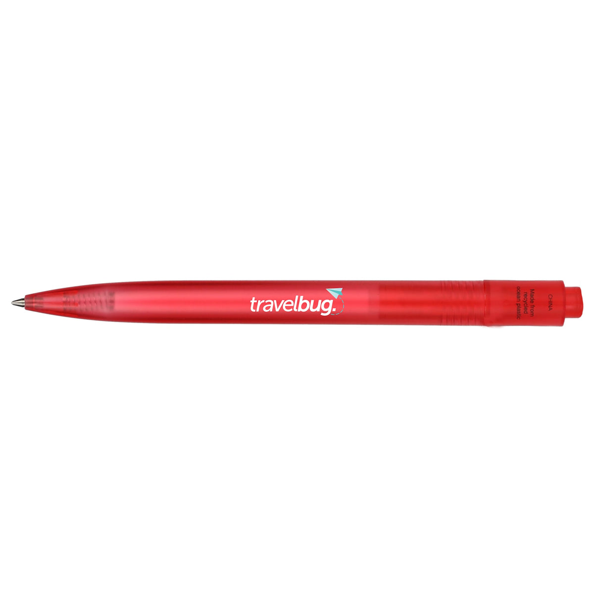Translucent Gel Pen in Ocean Bound Plastic Full Color - Red - Back