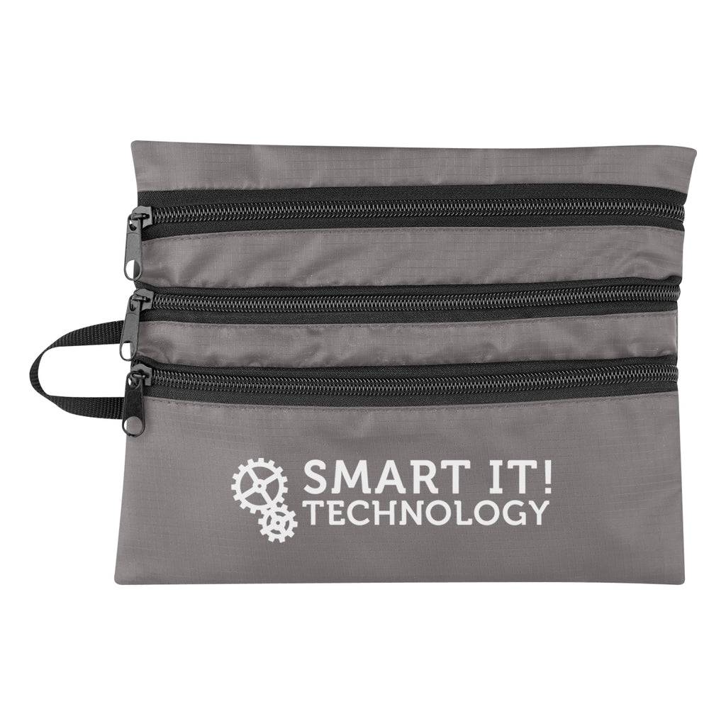 Travel Bag for Tech Accessories - Gray - Silk Screen
