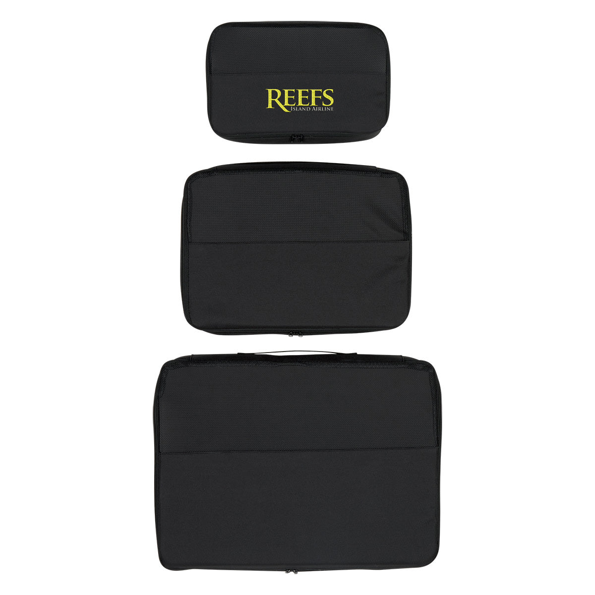 Travel Bag Set, Three Piece - Black - Embroidery