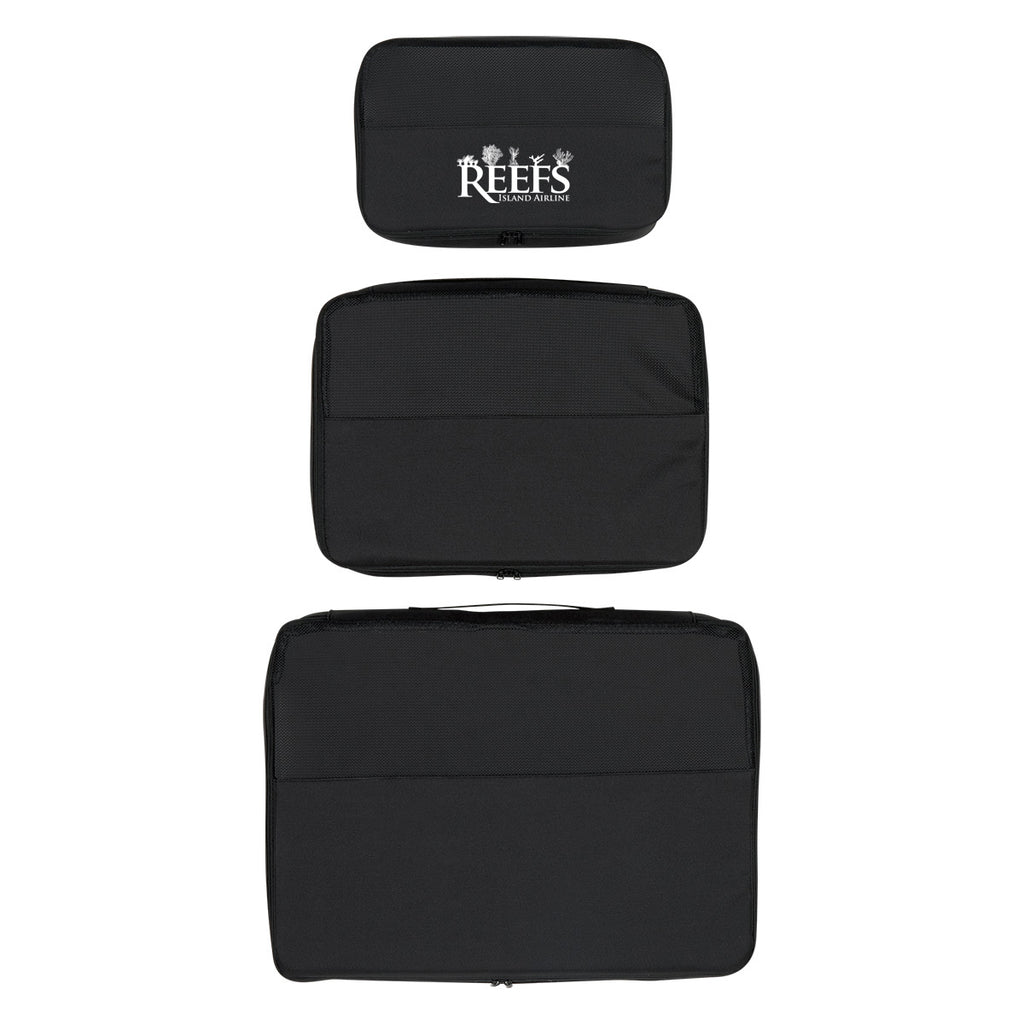 Travel Bag Set, Three Piece - Black - Silk Screen