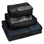 Travel Bag Set, Three Piece Embroidery - Black - Stack_Propped