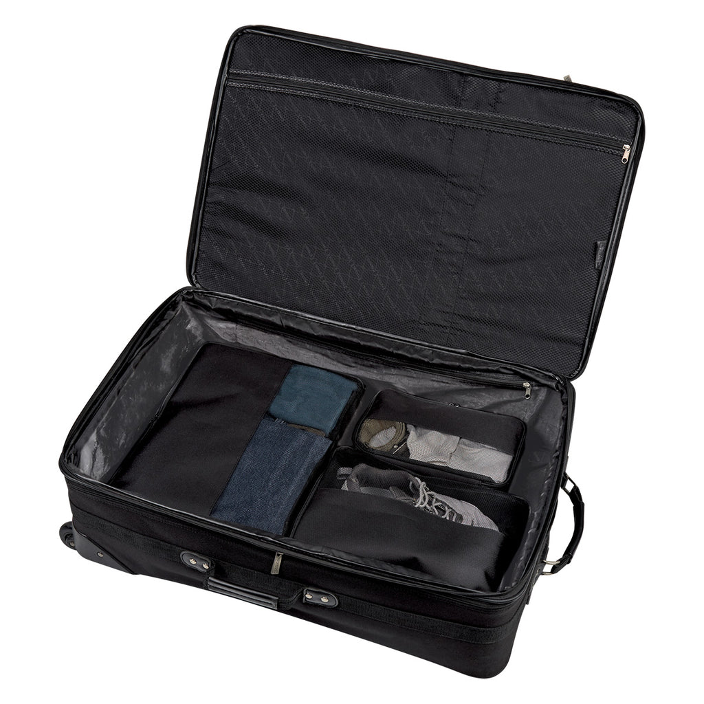 Travel Bag Set, Three Piece Embroidery - Black - Suitcase
