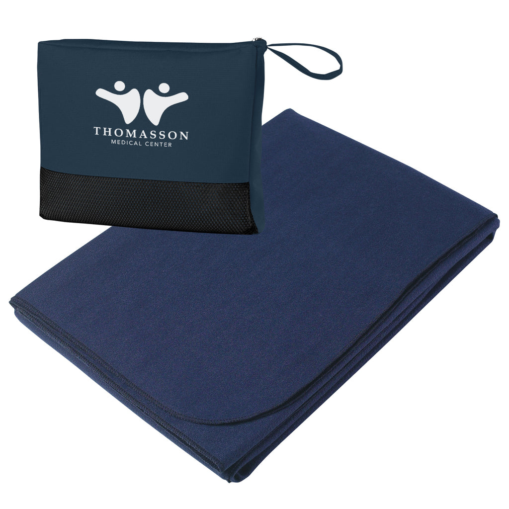 Travel Blanket in Recycled PET - Navy - Silk Screen
