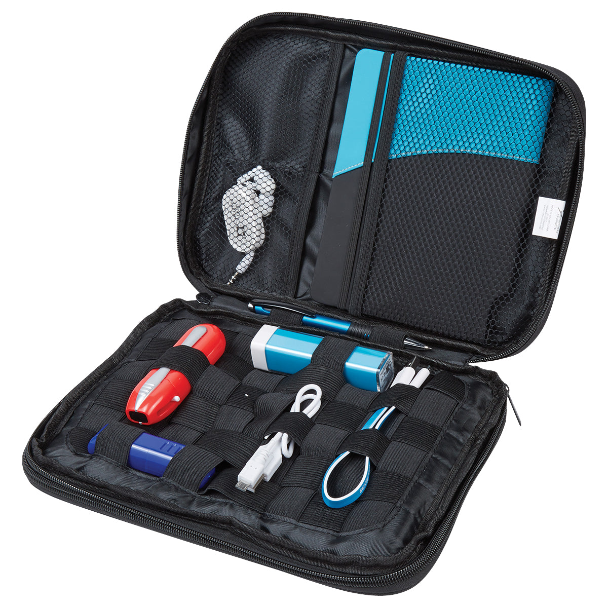 Travel Case for Electronics - Black - Open