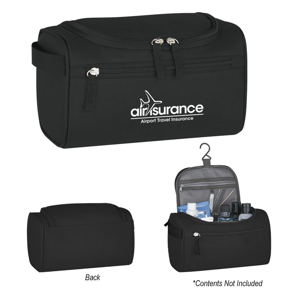 Travel Toiletry Bag, Deluxe - Black - Silk Screen
