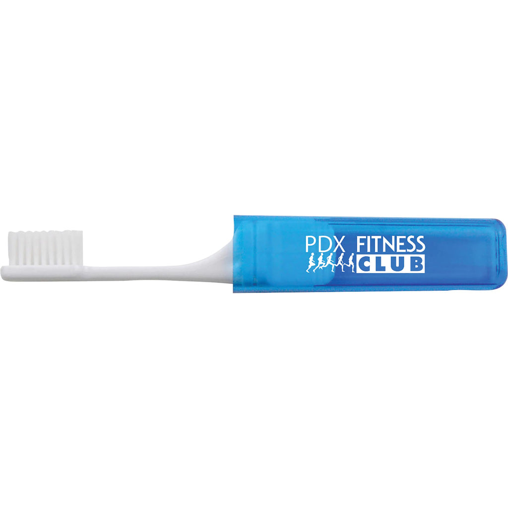Travel Toothbrush with Head that Stores in the Handle - Blue - Front 2