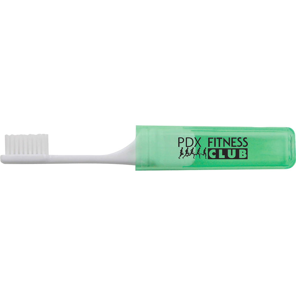 Travel Toothbrush with Head that Stores in the Handle - Green - Front 2