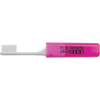 Travel Toothbrush with Head that Stores in the Handle - Pink - Front 2