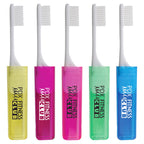Travel Toothbrush with Head that Stores in the Handle - Pink - Front