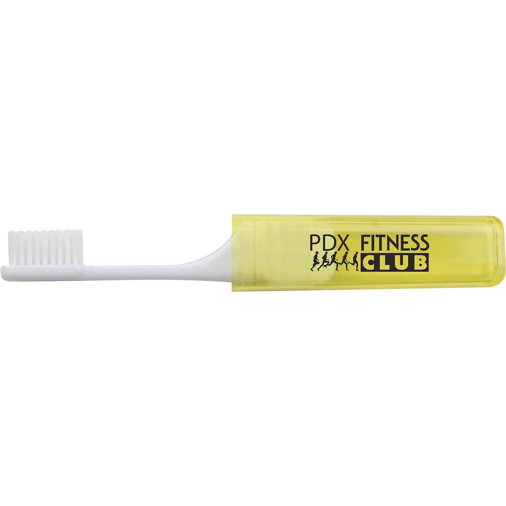 Travel Toothbrush with Head that Stores in the Handle - Yellow - Front 2