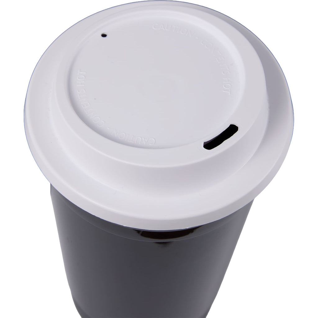 Traveler Double-Wall Coffee Cup with Sip-Through Lid, 16 oz - Black - Detail