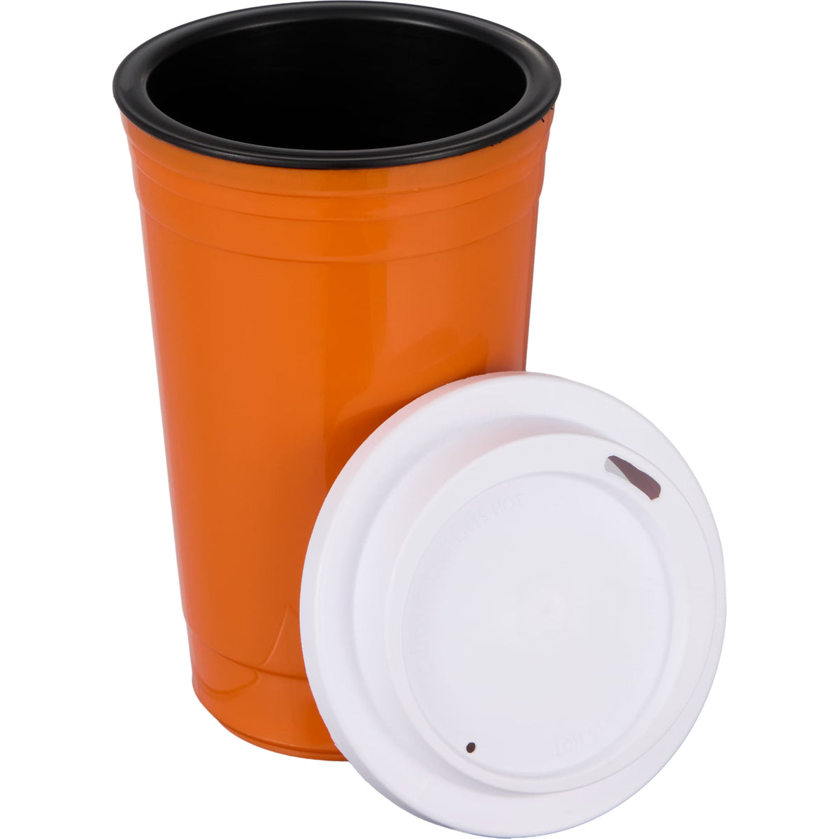 Traveler Double-Wall Coffee Cup with Sip-Through Lid, 16 oz - Orange - Alternate