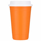 Traveler Double-Wall Coffee Cup with Sip-Through Lid, 16 oz - Orange - Straight